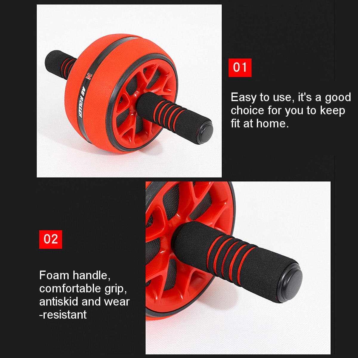 Ρόδα Εκγύμνασης Κοιλιακών - Abdominal Muscle Fitness Wheel Κόκκινο - Μαύρο